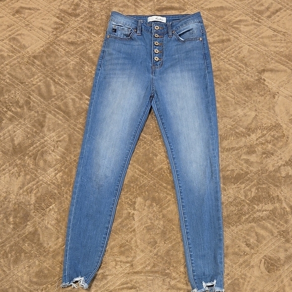 KanCan Blue Skinny High-Waisted Button-Fly Jeans size 5 - Picture 1 of 5